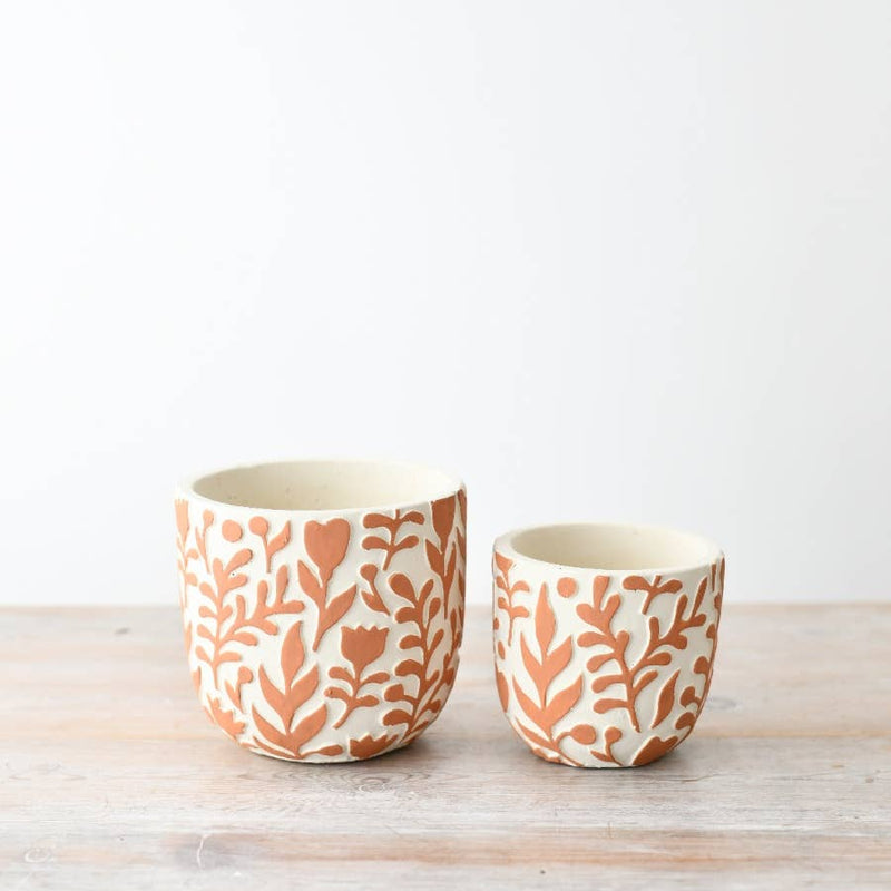 Orange Leaf Pattern Planter Pots & Planters Gainsborough Giftware x Portland Living
