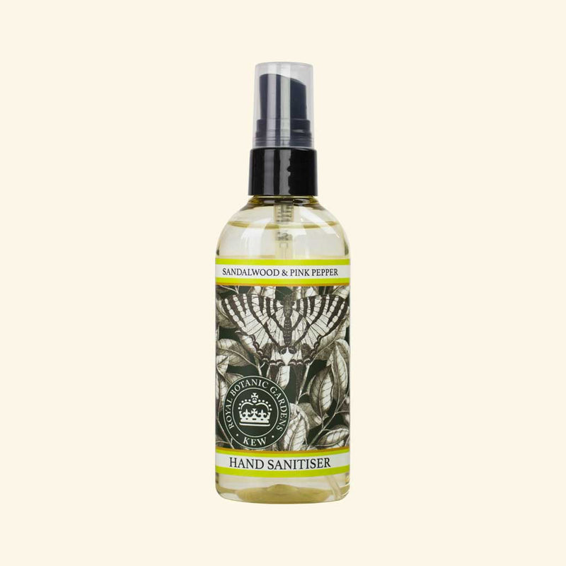 Kew Gardens Sandalwood and Pink Pepper Hand Sanitiser Gifts The English Soap Company
