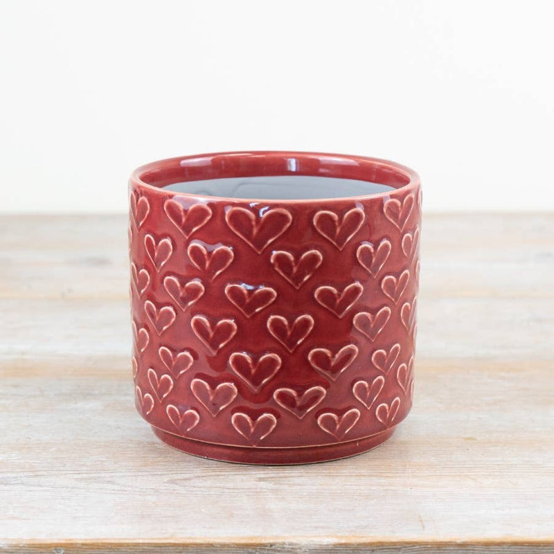 Red Glazed Heart Planter Pots & Planters Gainsborough Giftware x Portland Living