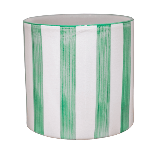 Paros Green Stripe Pot Pots & Planters Ivyline