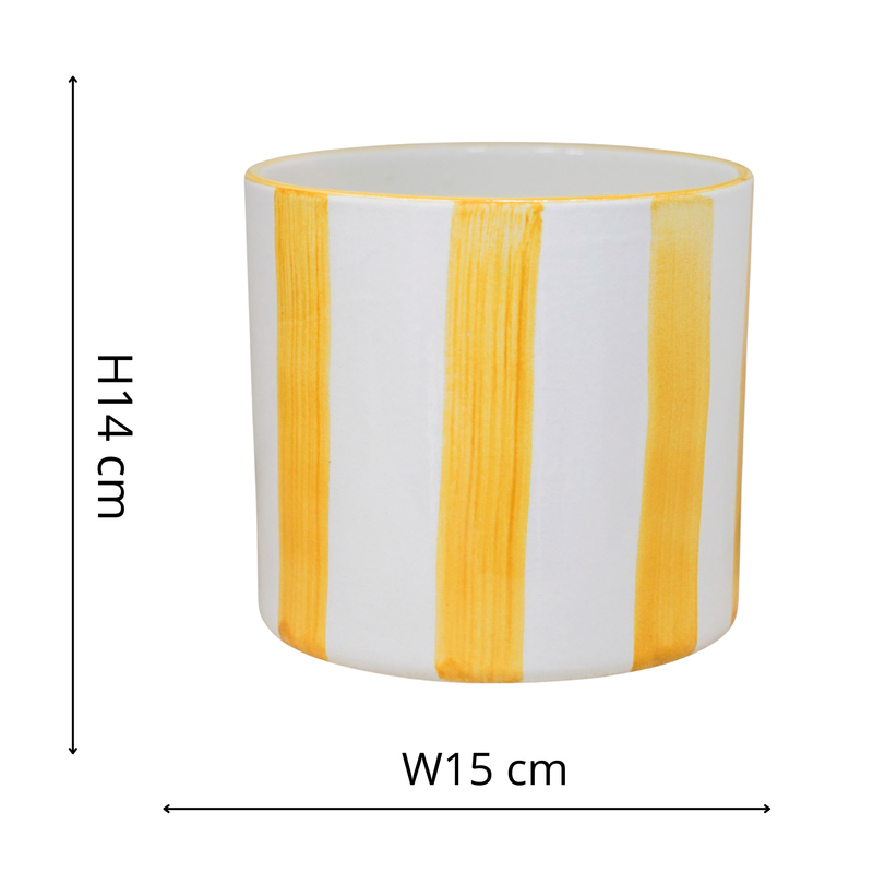 Paros Yellow Stripe Pot Pots & Planters Ivyline