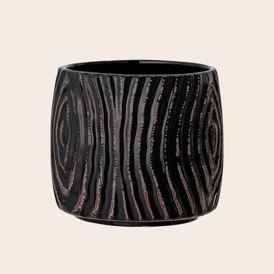 Hena Black Stoneware Pot Pots & Planters Bloomingville
