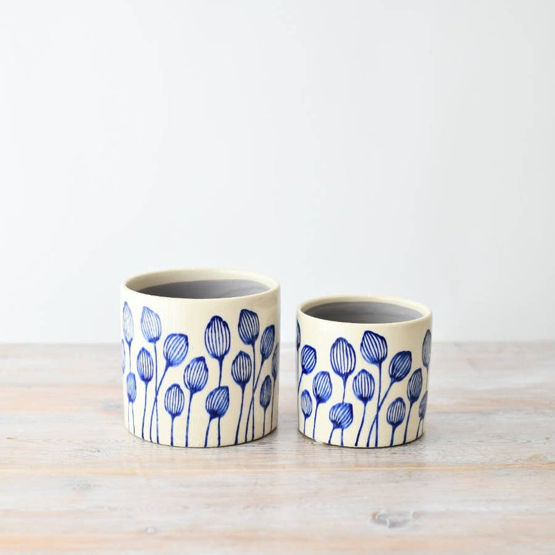 Stoneware Blue Leaf Planter 14cm — Default Title