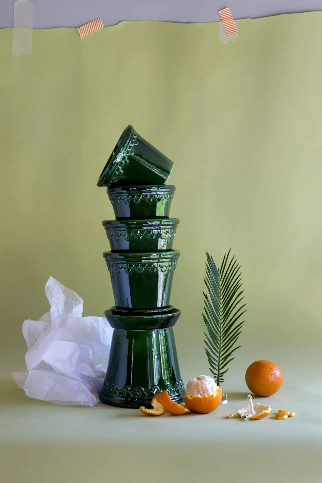 Bergs Potter Emerald Green Glazed Copenhagen Pot & Saucer - GROW TROPICALS