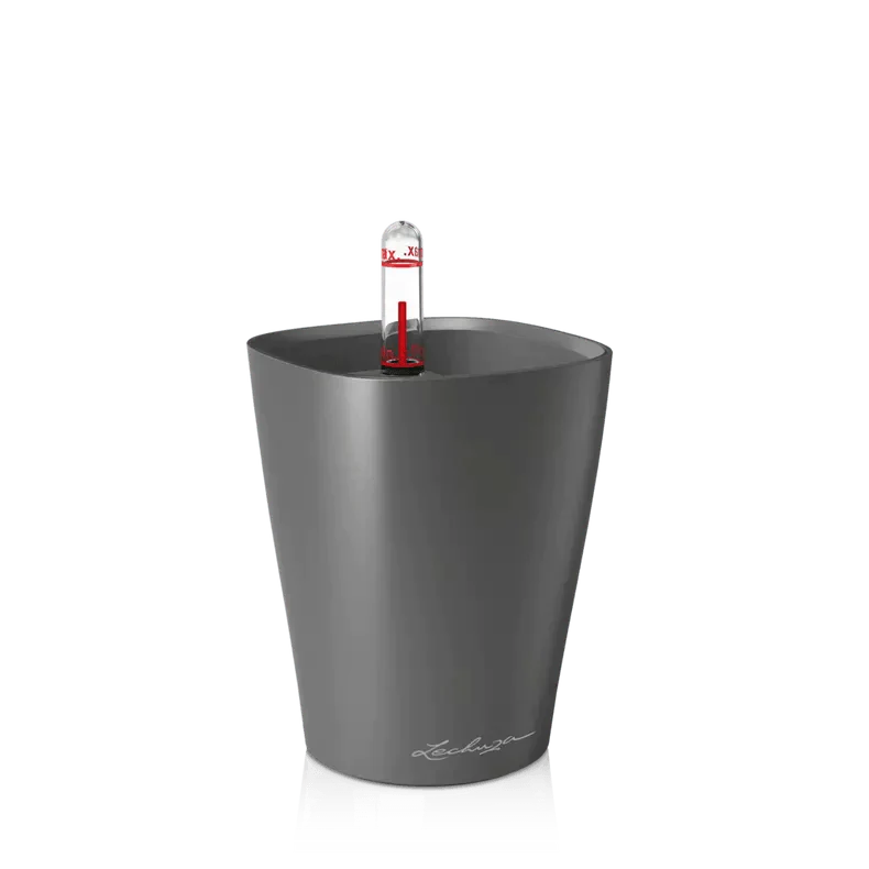Lechuza MINI DELTINI Self Watering Plant Pot — Charcoal Metallic / Mini Deltini