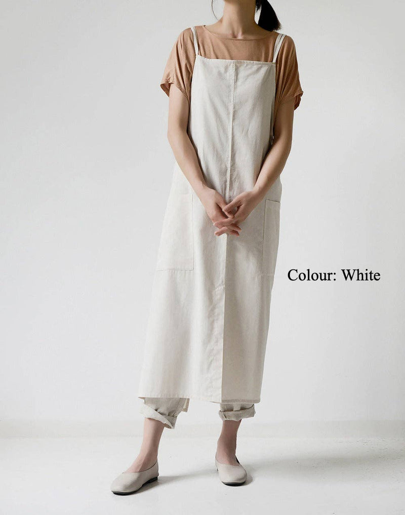 Gohobi Korean Cotton-Linen Adjustable Apron: Olive Green Gohobi （We cover import duties）