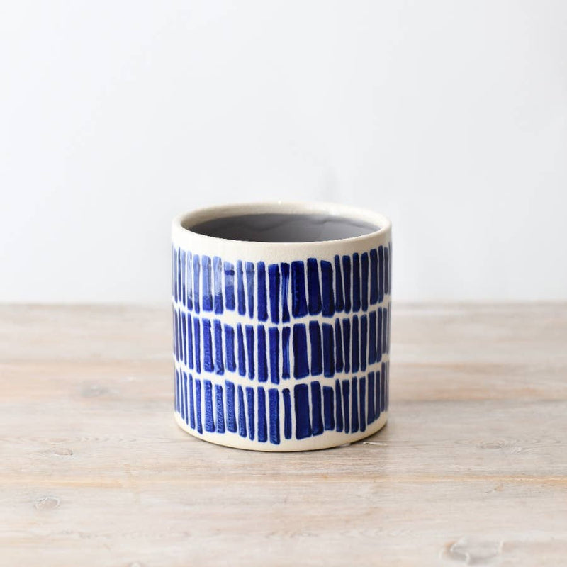 Stoneware Blue Pattern Planter Pots & Planters Gainsborough Giftware x Portland Living