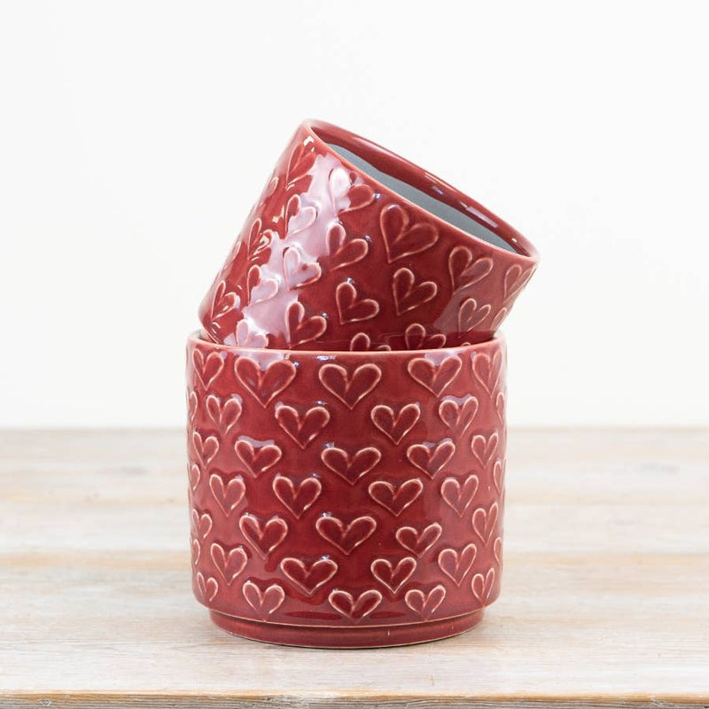 Red Glazed Heart Planter Pots & Planters Gainsborough Giftware x Portland Living