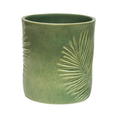 Kew Stoneware Green Sago Palm Planter 18cm / Green