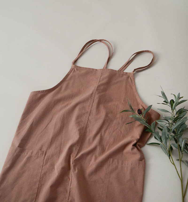 Gohobi Korean Cotton-Linen Adjustable Apron: Olive Green Gohobi （We cover import duties）