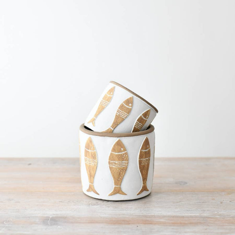 White Fish Planter — 15cm