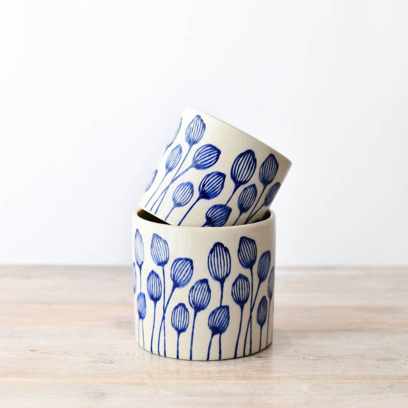 Stoneware Blue Leaf Planter 14cm Pots & Planters Gainsborough Giftware x Portland Living