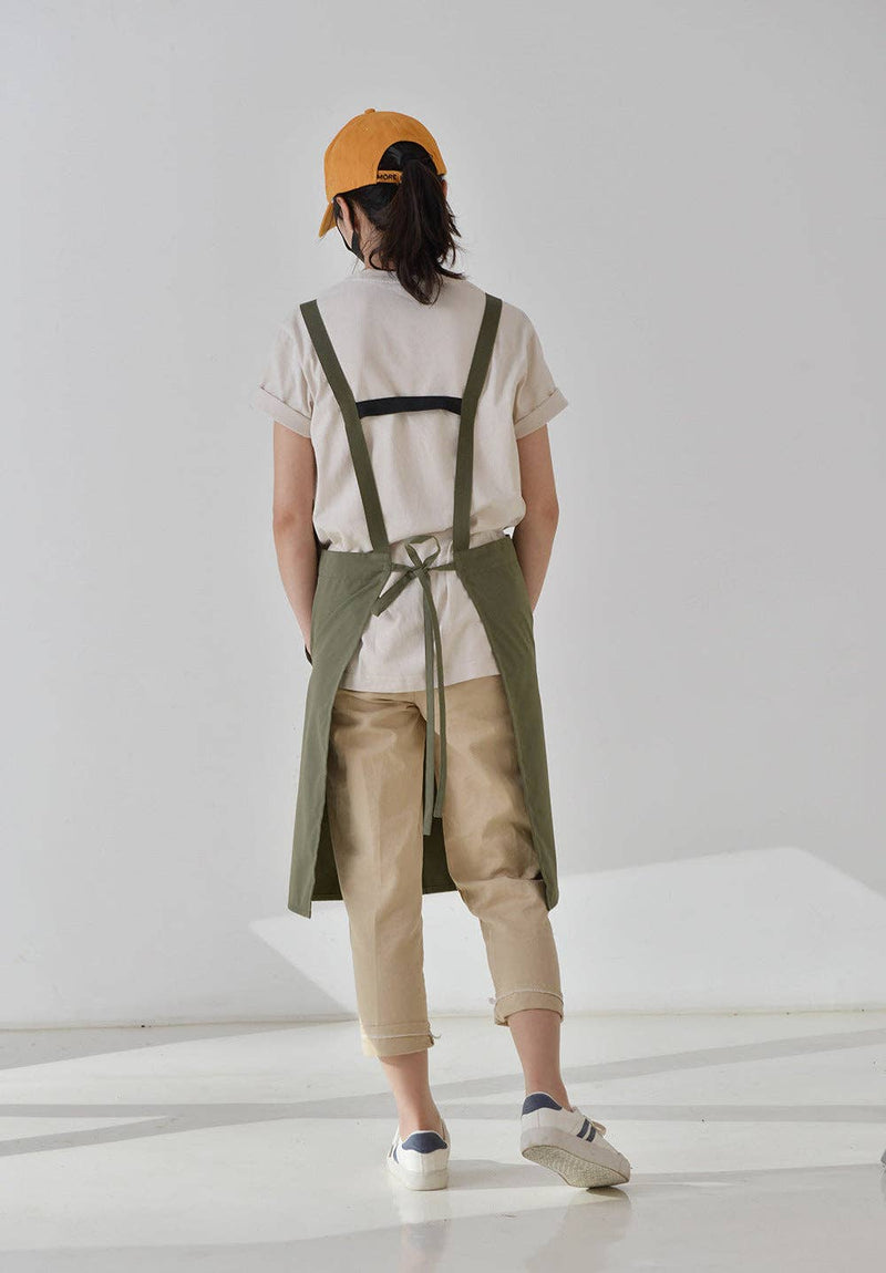 Gohobi Korean-Style Printed Cotton-Linen Apron: Green Gohobi （We cover import duties）