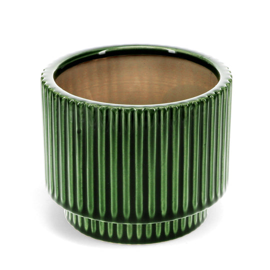 Ridged Plant Pot - Green Green Pots & Planters Rex London UK