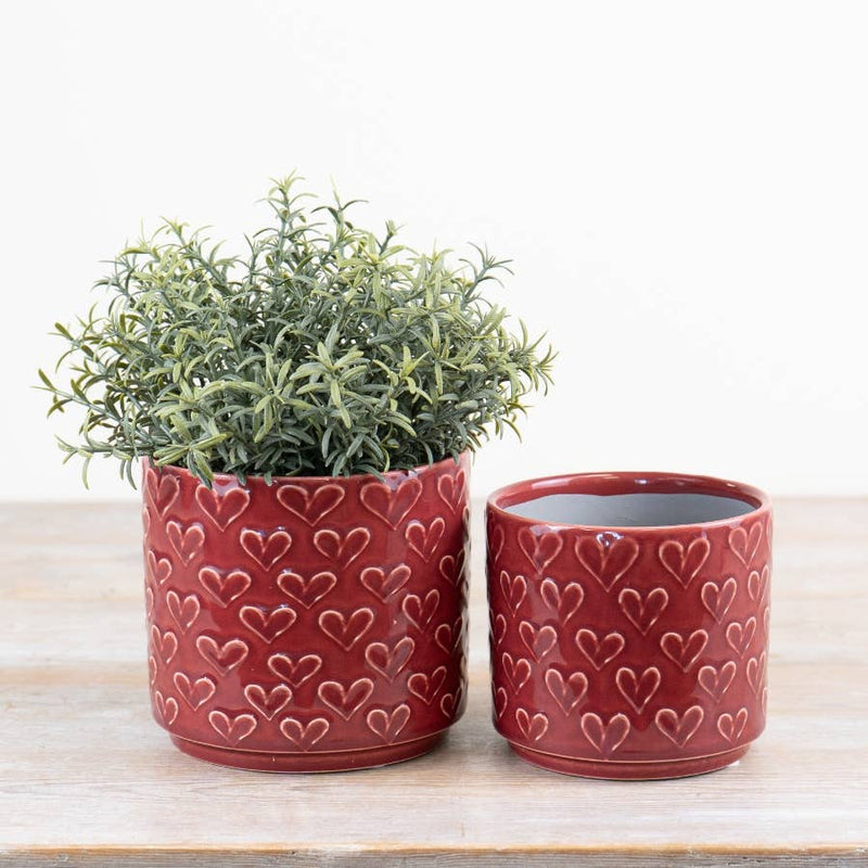Red Glazed Heart Planter Pots & Planters Gainsborough Giftware x Portland Living