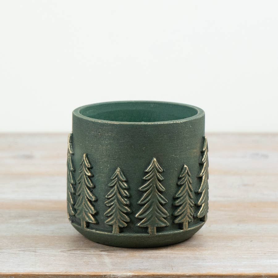 Cement Tree Planter 14.5cm | Green Plant Pot