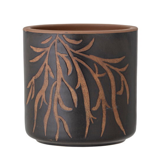 Dres Deco Black/Terracotta Pot 16cm Brown Pots & Planters Bloomingville