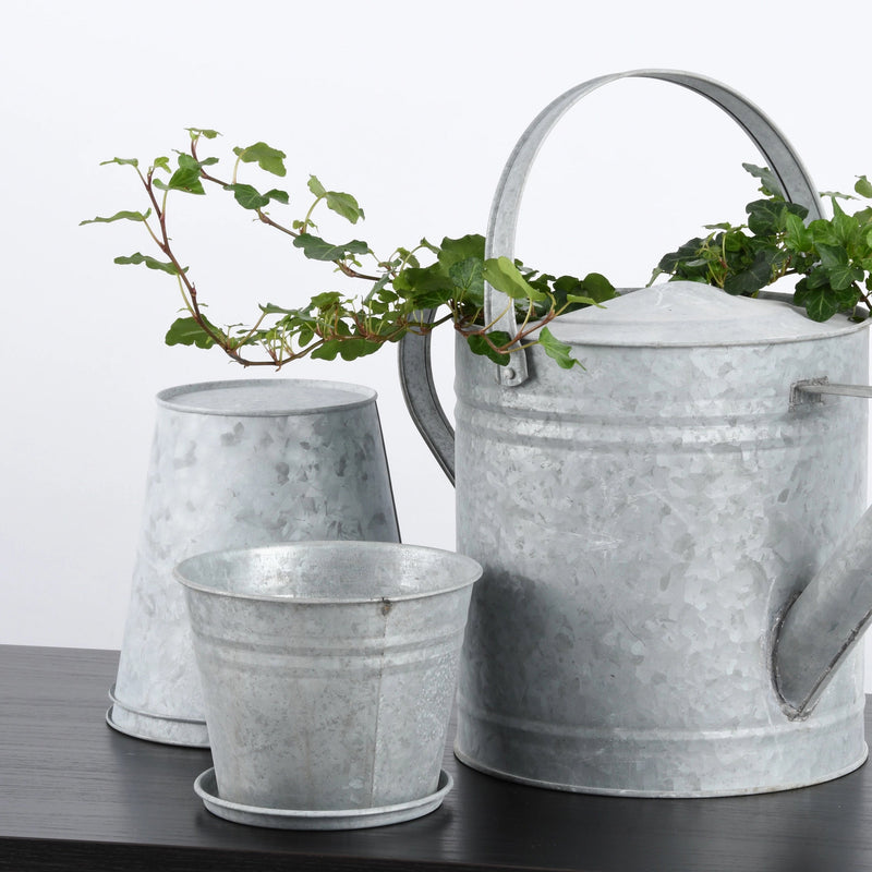 Rustic Zinc Plant Pot — 9cm / Pot only / Silver