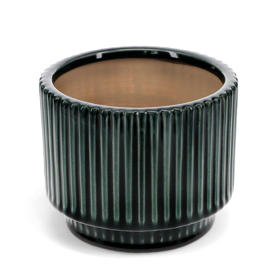 dark green plant pot indoor Ridged Plant Pot - Dark Green | Pots & Planters