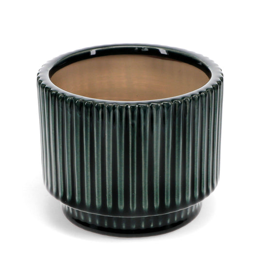 Ridged Plant Pot - Dark Green Dark Green Pots & Planters Rex London UK