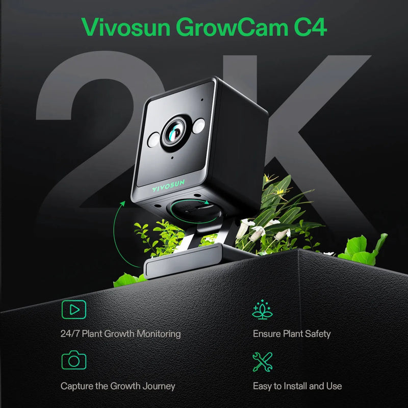 VIVOSUN GrowCam C4, 2k QHD Wifi Camera Sensors & Controllers Vivosun