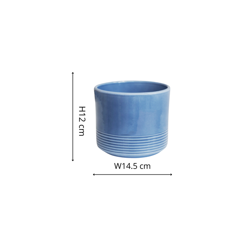 Munich Blue Gloss Pot Pots & Planters Ivyline