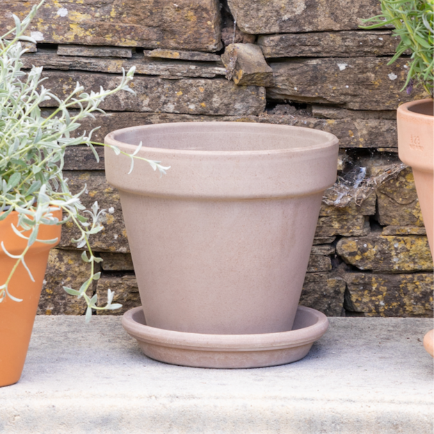 Vulcano Earthen Terracotta Pot 13cm Pot and Saucer Set Earth Terracotta Pots & Planters Ivyline