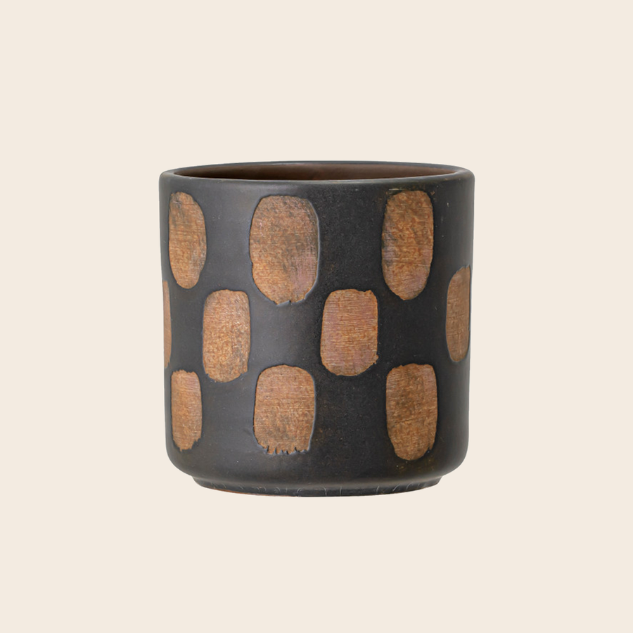 Avo Deco Black/Terracotta Check Pot by Bloomingville - GROW TROPICALS
