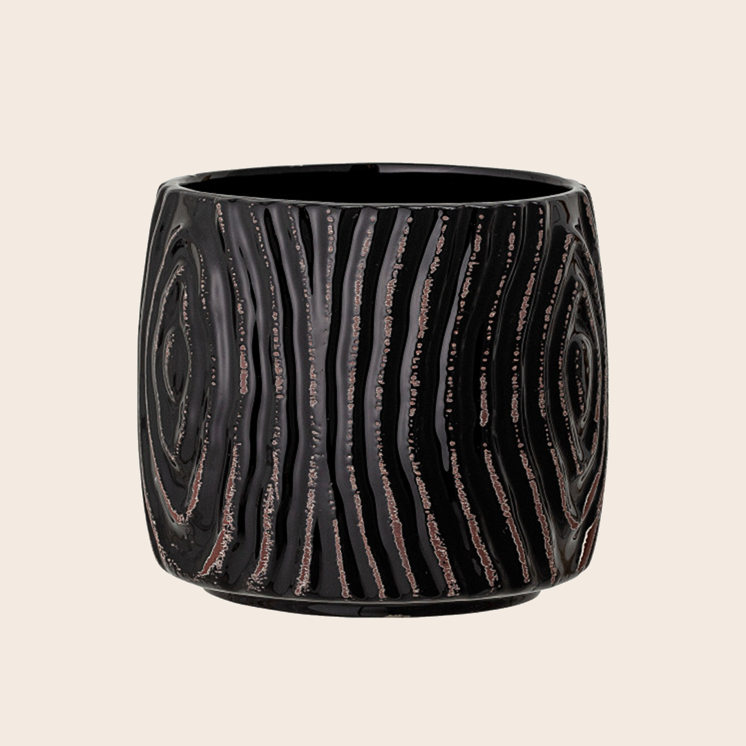 Hena Black Stoneware Pot by Bloomingville - GROW TROPICALS
