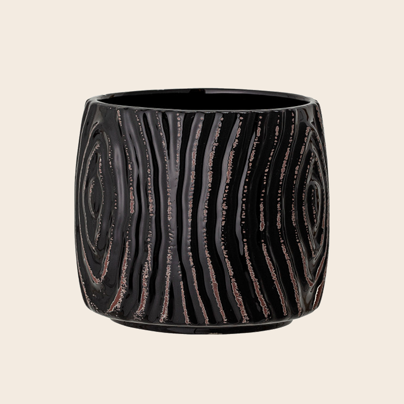 Hena Black Stoneware Pot Pots & Planters Bloomingville