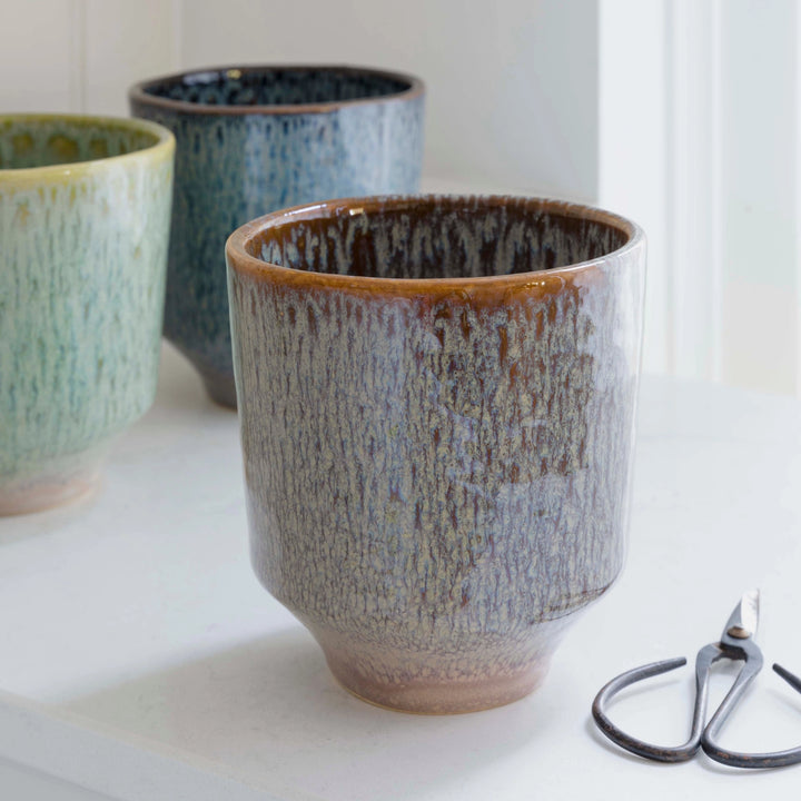 Reactive Glaze Earthenware Planter - Navy Pots & Planters Ivyline