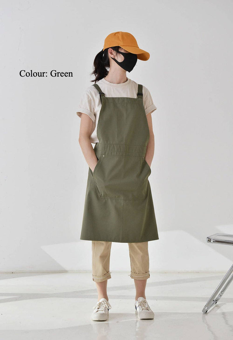 Gohobi Korean-Style Printed Cotton-Linen Apron: Green Gohobi （We cover import duties）