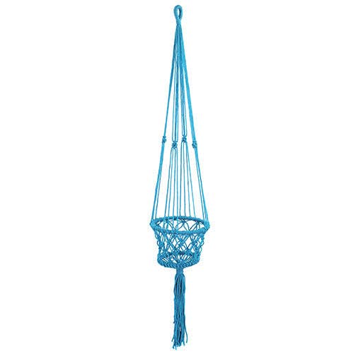 Bright Macrame Plant Hanger: Blue Plant Hangers Siesta