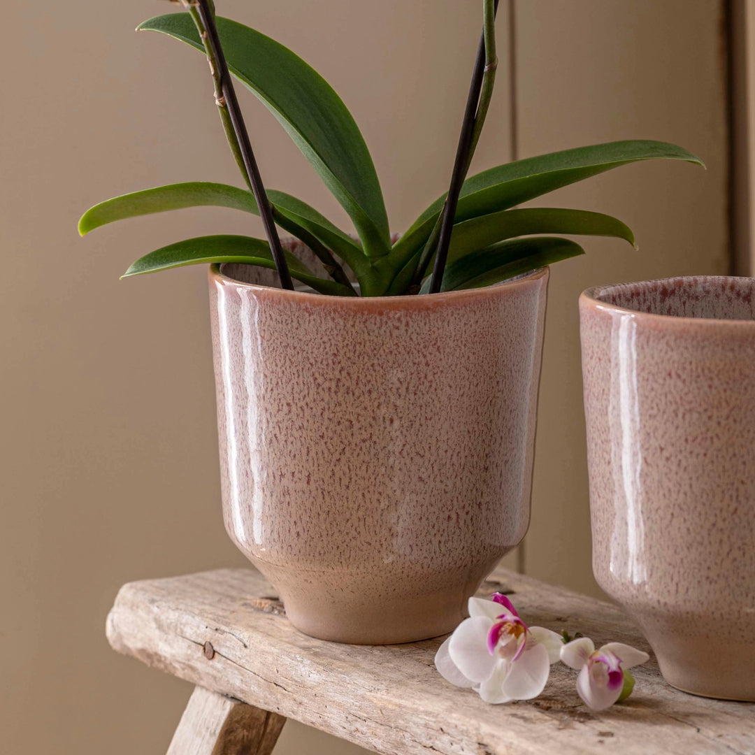 Reactive Glaze Earthenware Planter - Rose Pink Pots & Planters Ivyline