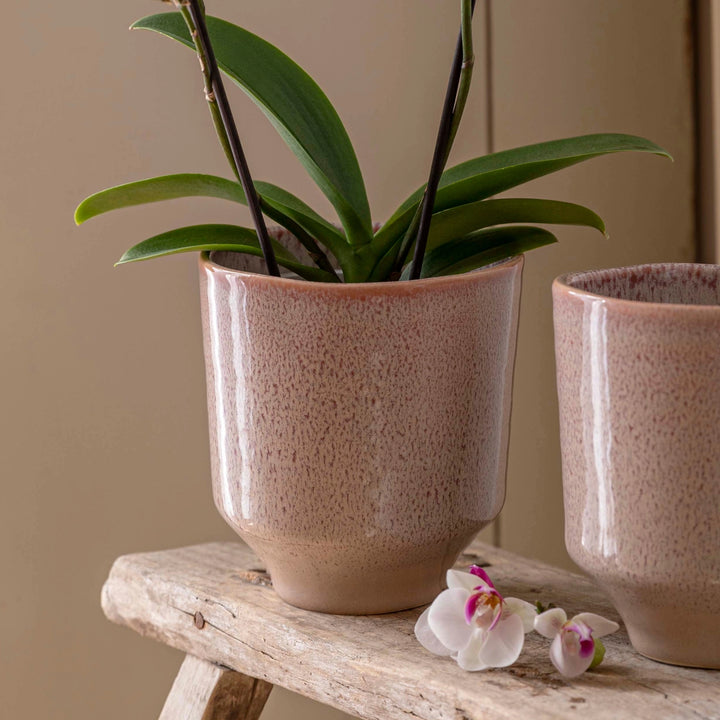 Reactive Glaze Earthenware Planter - Rose Pink Pots & Planters Ivyline