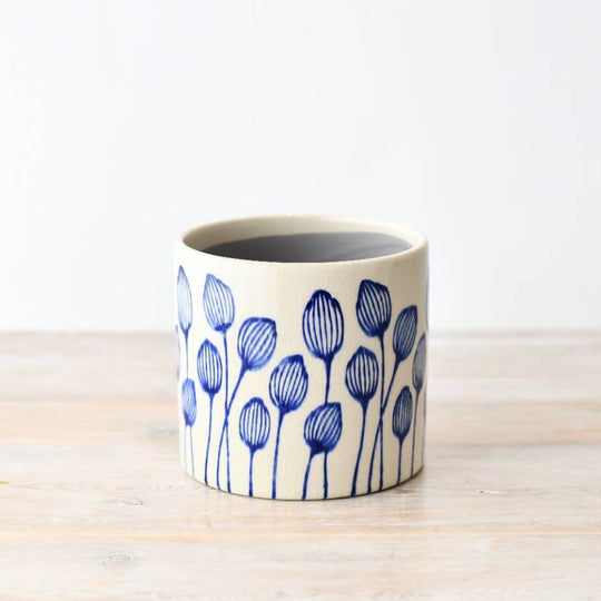Stoneware Blue Leaf Planter 14cm Pots & Planters Gainsborough Giftware x Portland Living
