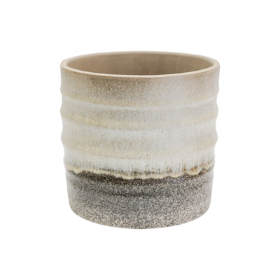 Gia Rippled Two Tone Pot 13cm / Stone
