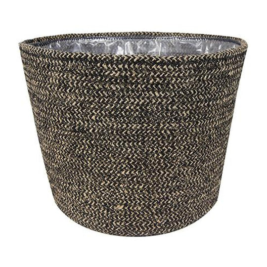 Bergen jute anthracite lined planter with waterproof liner
