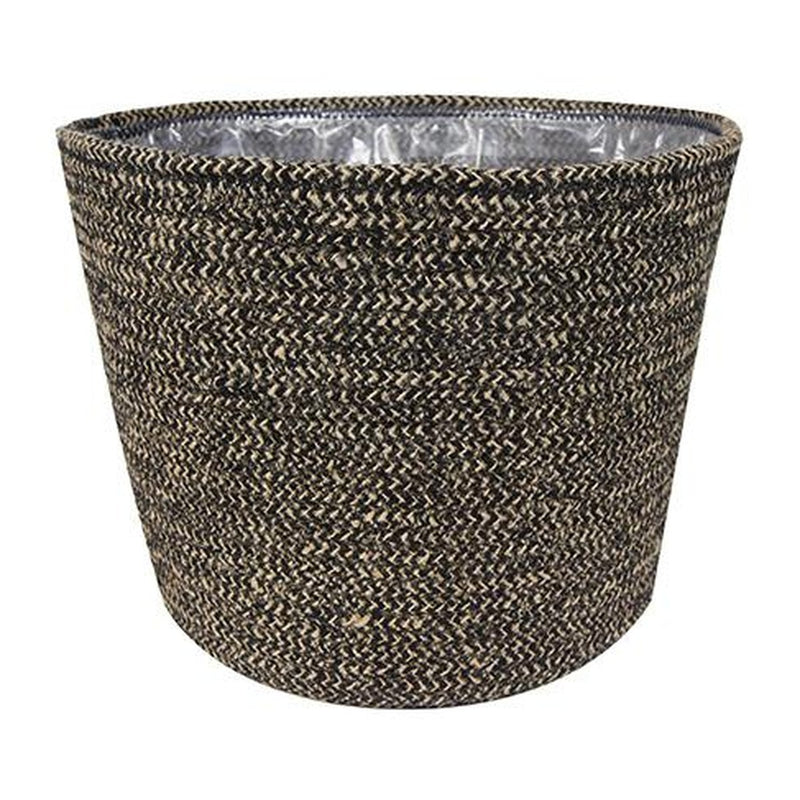 Bergen jute anthracite lined planter with waterproof liner