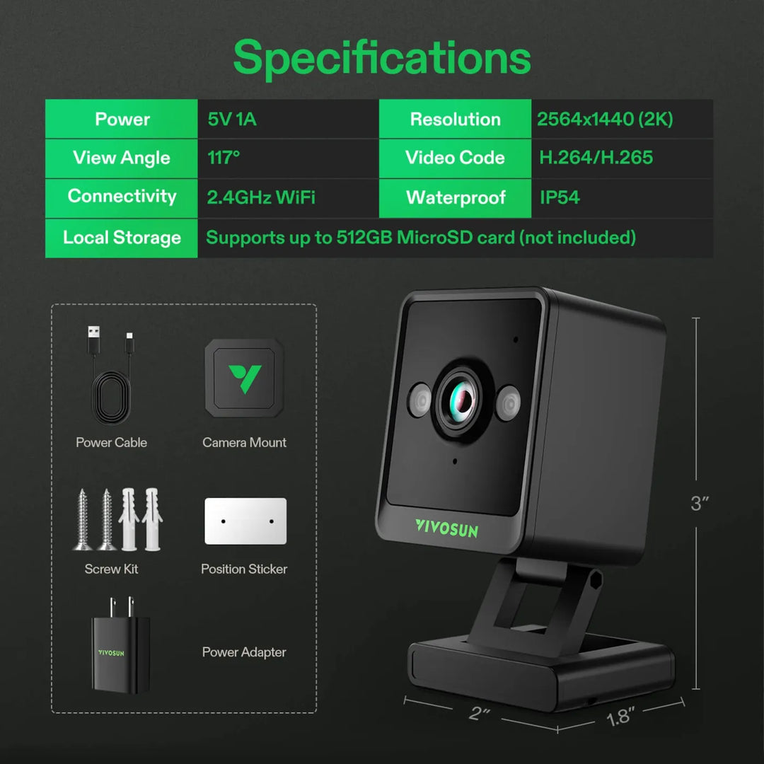 VIVOSUN GrowCam C4, 2k QHD Wifi Camera Sensors & Controllers Vivosun