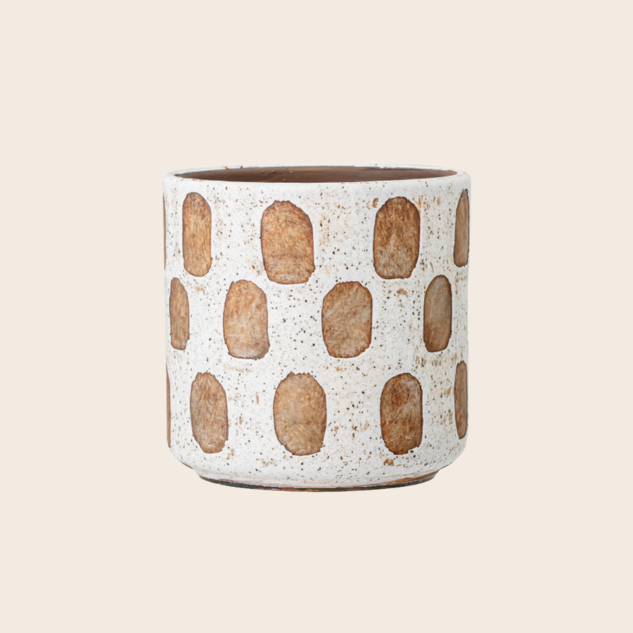 Avo Deco White/Terracotta Check Pot by Bloomingville - GROW TROPICALS