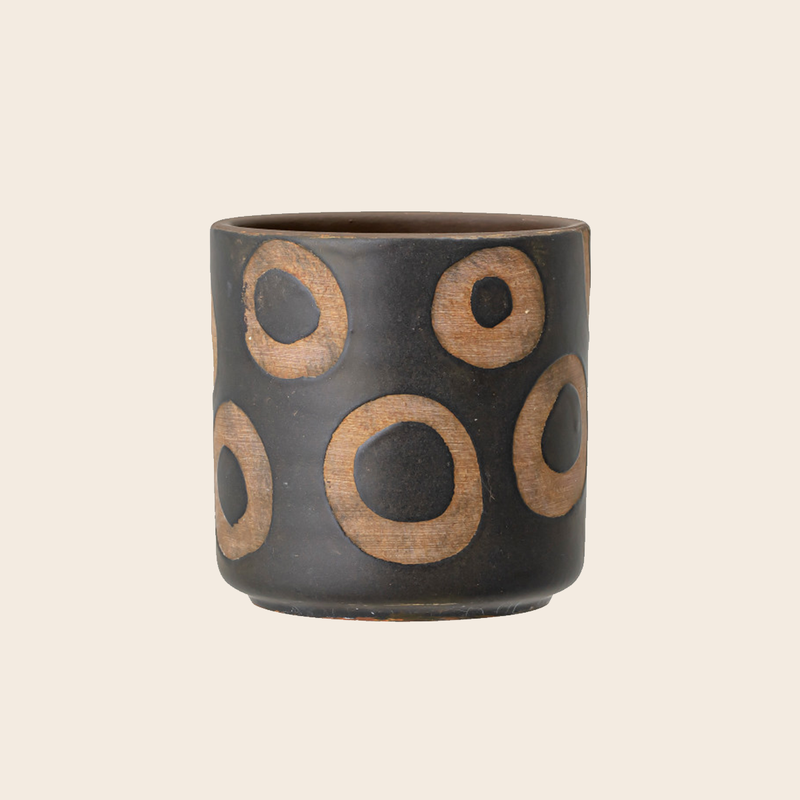Avo Deco Black/Terracotta Circle Pot Pots & Planters Bloomingville