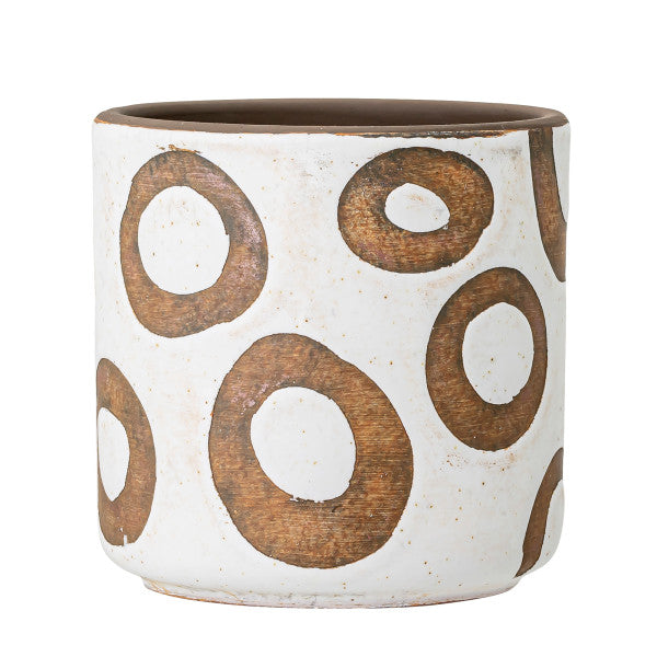 Avo Deco White/Terracotta Circle Pot 12cm White Pots & Planters Bloomingville