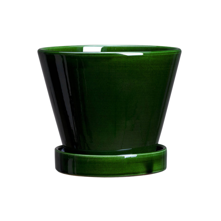 Bergs Potter Julie Pot Glazed Green with Saucer - GROW TROPICALS