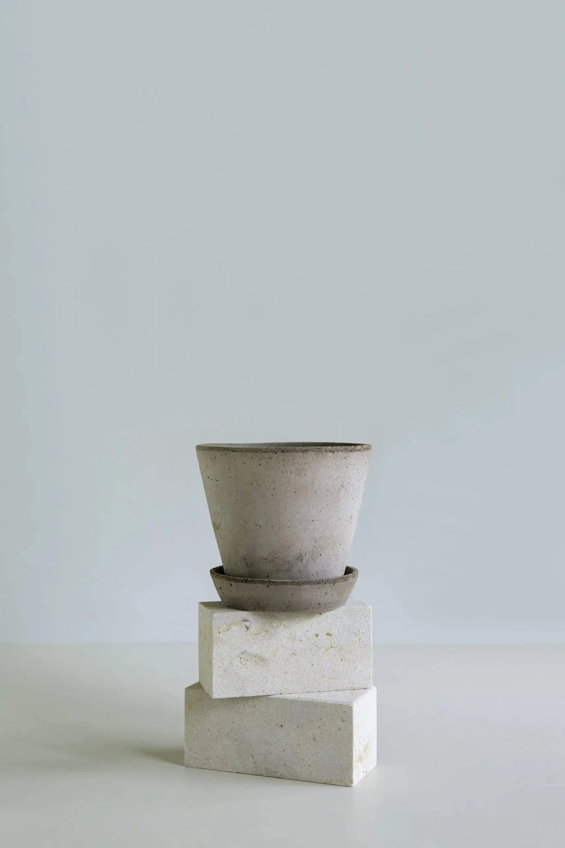 Bergs Potter Julie Pot Grey with Saucer — 8cm / Grey
