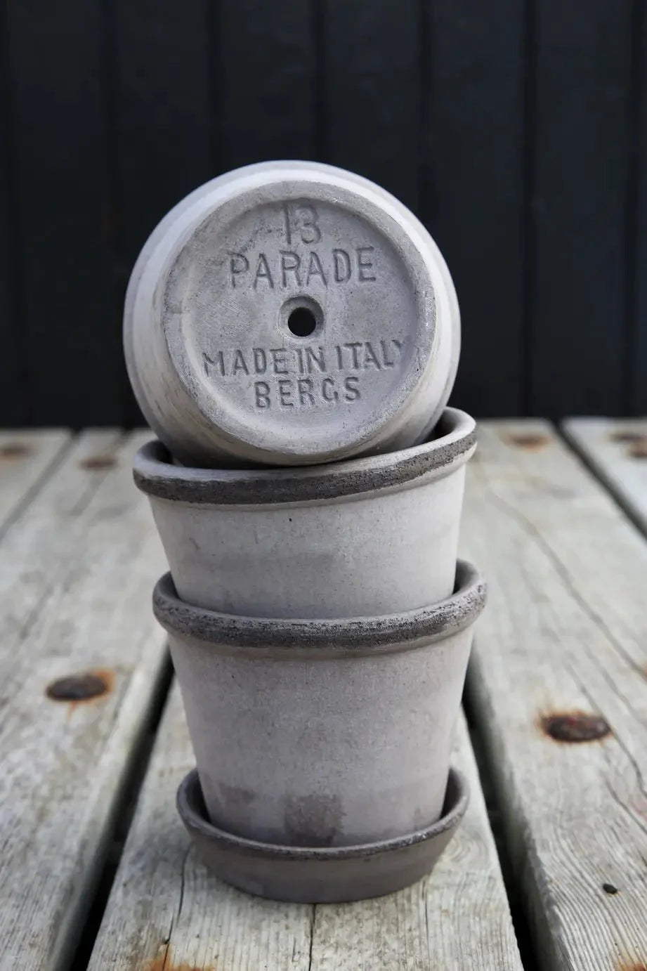 Bergs Potter Parade Pot Grey with Saucer - GROW TROPICALS