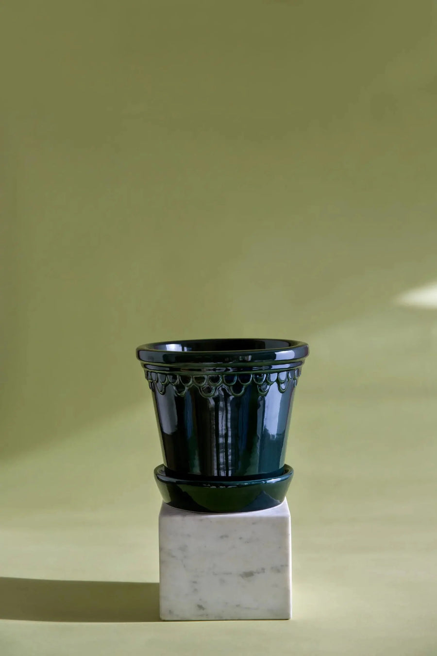 Bergs Potter Petrol Blue Glazed Copenhagen Pot & Saucer - GROW TROPICALS