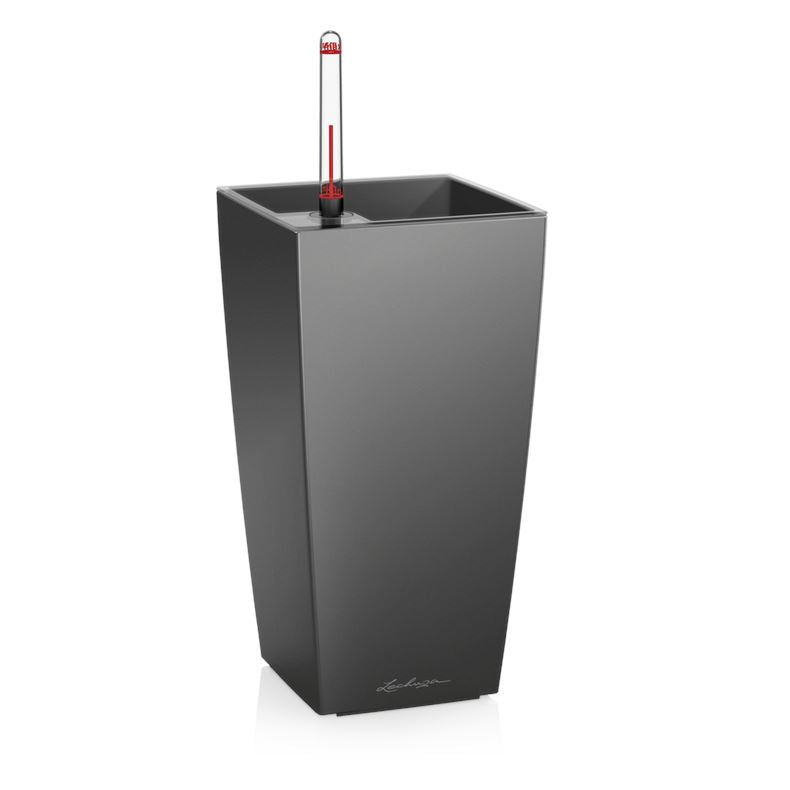 Lechuza MAXI CUBI Self Watering Plant Pot Charcoal Metallic Maxi Cubi Pots & Planters Lechuza