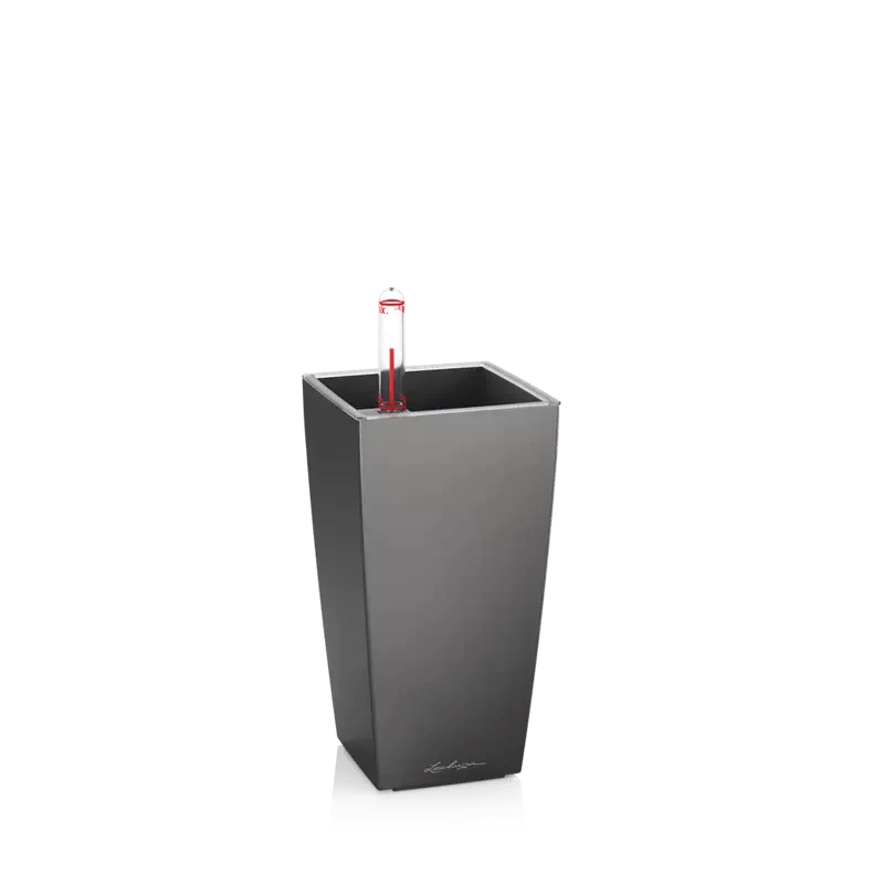 Lechuza MINI CUBI Self Watering Plant Pot — Charcoal Metallic / Mini Cubi